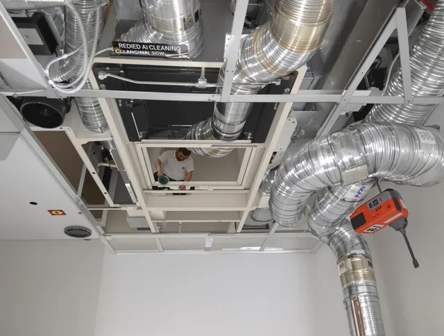 Uxbridge Air Duct Cleaning technician performing detailed central duct system cleaning in Uxbridge