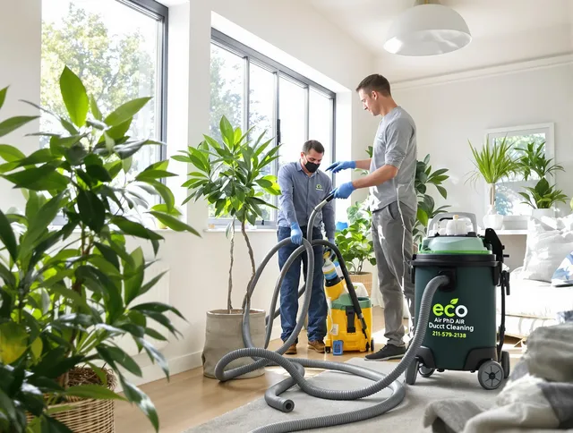 Uxbridge Air Duct Cleaning technician performing eco-friendly duct cleaning using sustainable methods in Uxbridge